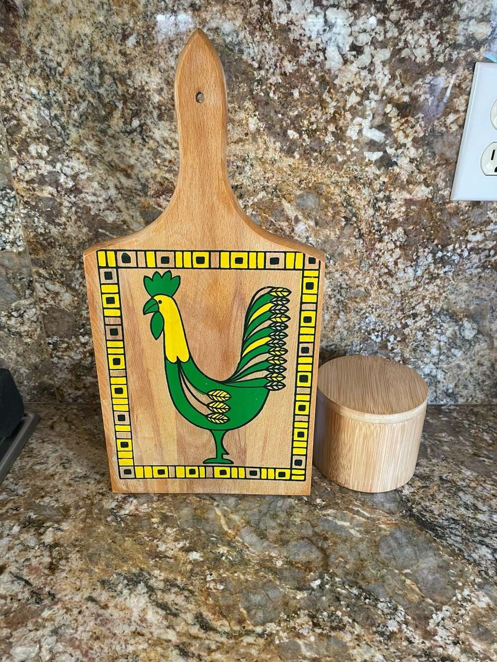 Vintage Mid-Century Modern Wooden Rooster Cutting Board / Cheese Paddle